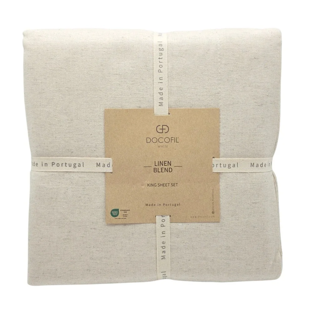 Docofil Linen And Cotton Blend King Sheet Set 4pc Natural Color Made In Portugal